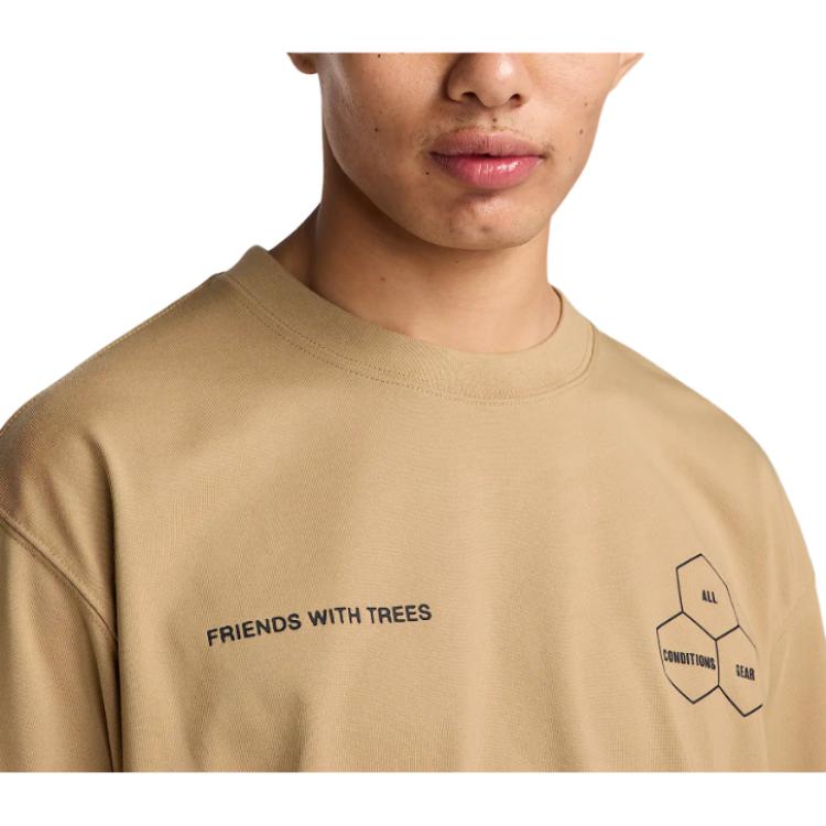 Nike Letter Quick-Dry Loose Short Sleeve T-Shirt Men Tops Beige HJ0797297