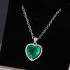 Jewelry Colored Treasure Collarbone Chain Simulation Emerald Heart Shape 12 * 12 Retro Pendant Necklace
