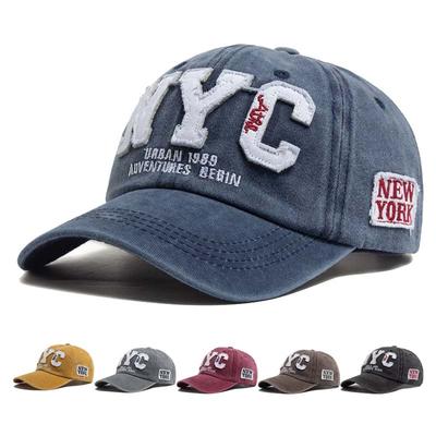 New Vintage Big Letter NYC Baseball Cap Men Cotton Washed Spring Autumn Visor Soft Snapback Fashion Hat For Women