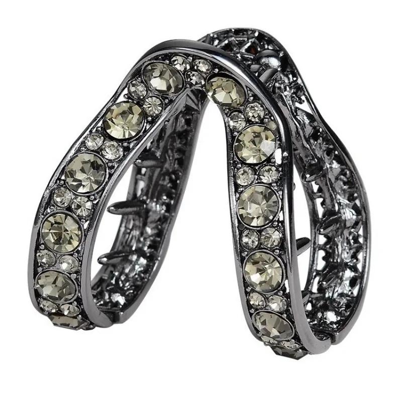 Rhinestone V-Shaped Mini Hair Clip for Women Small Fashion Anti-slip Metal High Ponytail Hair Claw Headdress Hair Accessories