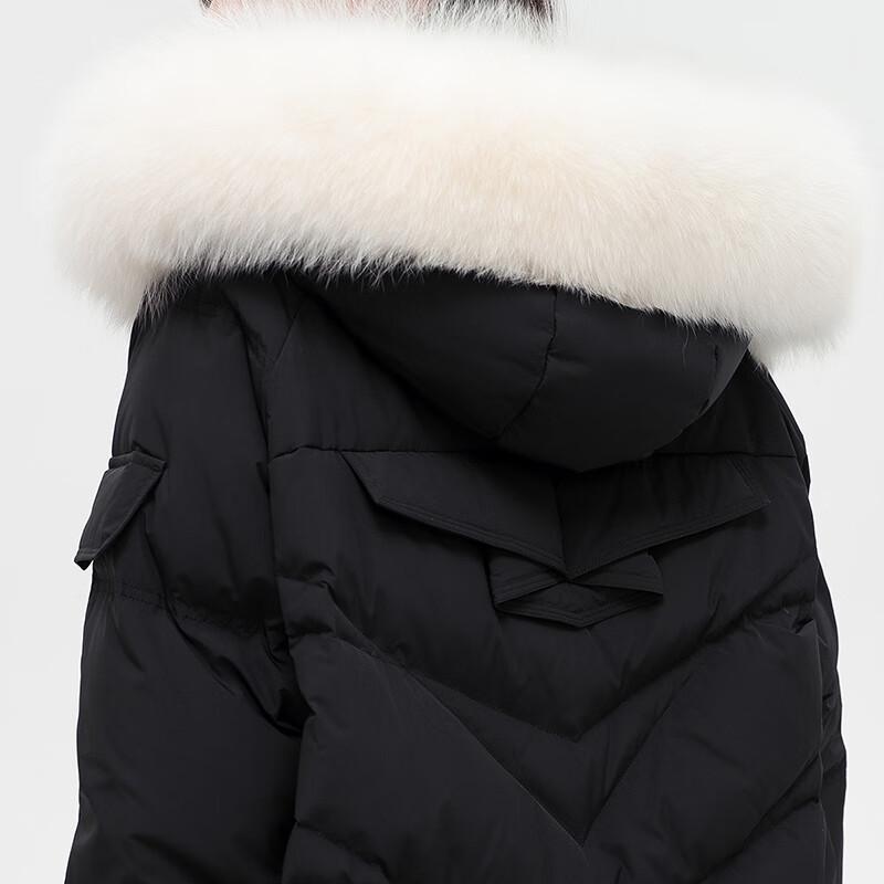 SNOWFLYING Women's Fox Fur Collar Mid-length Down Jacket