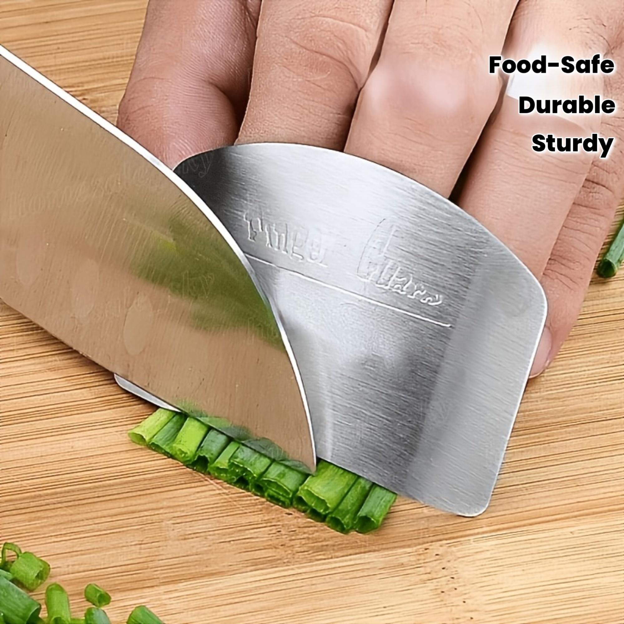 

1 Stainless Steel Finger Guard - Reusable Safety Cutting Tool with Beveled Edges, Durable Metal Construction, Suitable for Kitchen and Outdoor Use 1pc