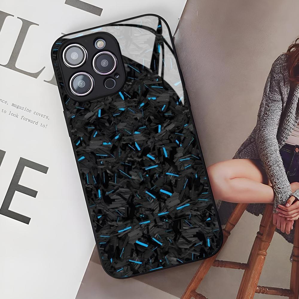 Normal Real Forged Carbon Phone Case for Iphone 16 15 14 12 11 13 Pro Max Mini X Xr Xs Se 8 Puls glass Cover