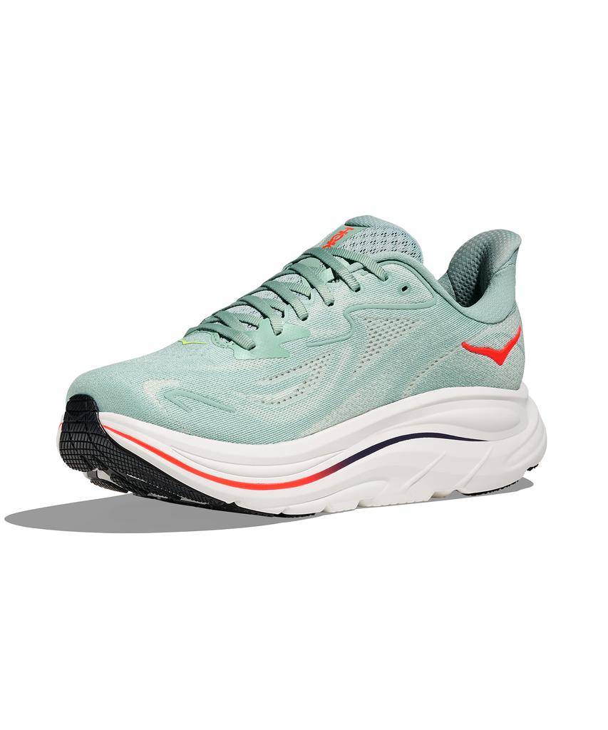 Hoka (Men'S) Clifton 10 Wide - Sage:Neon Flame / 1162032-Sgnn