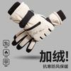 Winter Gloves Men's Outdoor Cycling Warm Windproof Piled Thickened Touch Screen Cold Cycling Ski Gloves