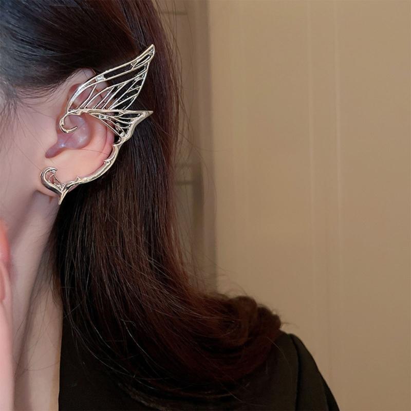 Butterfly Fairy Ear-Clips Wrap Around Elf Ear Cuffs Halloween-Cosplay Earrings