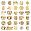 New Diy Jewelry Gift Engravable Heart & Arrow Double Sparkling Gold Flower & Heart Charm Beads Fit Original Bracelet Accessories