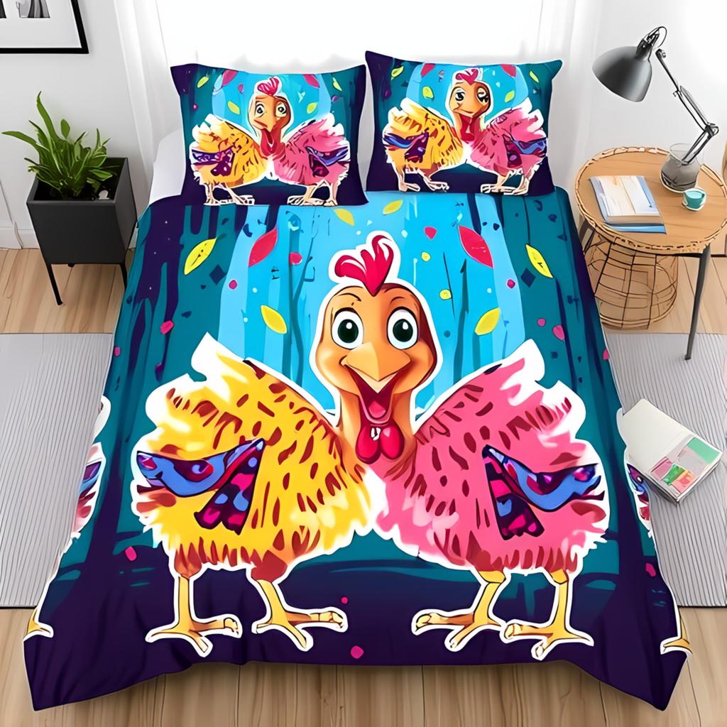 Comforter Cartoon Chicken For Kids Boys Girlslovely Rooster Bedding Setrustic Country Flower Leaves Comforter Warm