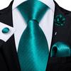Men's Tie Formal Party Blue Boutonniere Silk Tie Handkerchief Cufflinks Tie Set for Wedding Accessories