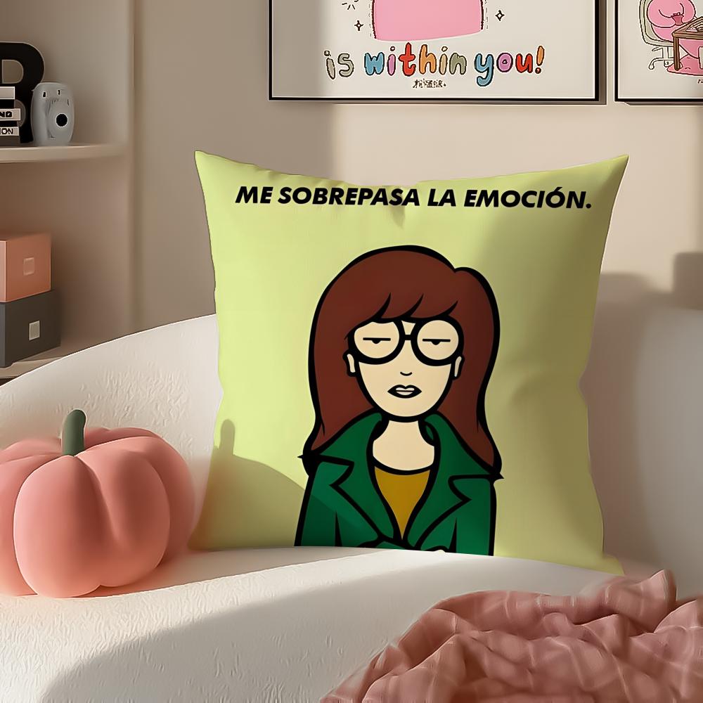 Witty Satirical American Cartoon DDaria Cushion Cover Pillowcase Short Plush Invisible zipper Room Sofa Cushion Cover