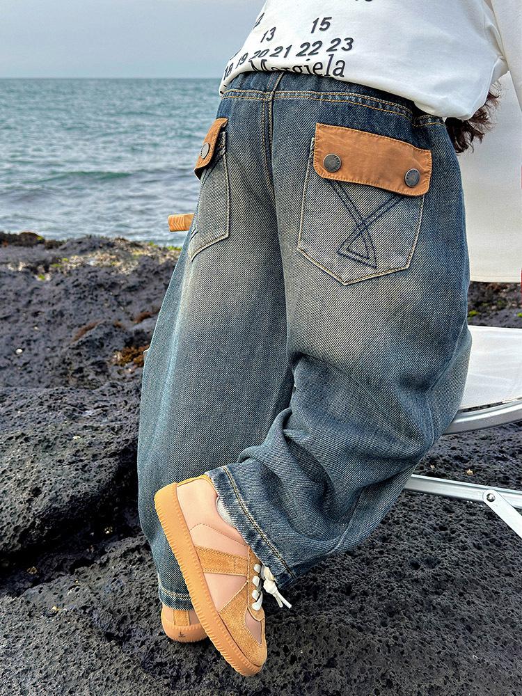 Autumn 2025 Fairy Tale Korean Style Soft Denim Gradient Wash Boys' Jeans - Comfortable, Versatile Long Pants