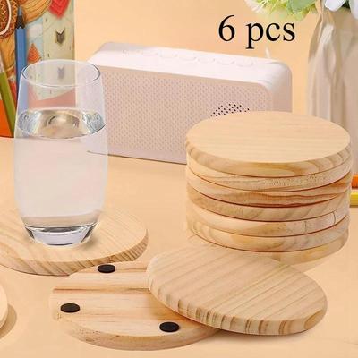 6 pezzi/set Articoli per la casa Convenienza Legno non trattato Sottobicchieri Rotondi Fette Vuote per Fai da te Modelli Architettonici Disegno Pittura