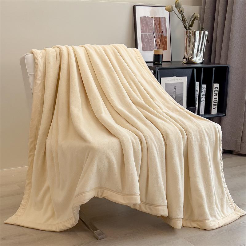 Double Layer Solid Color Milk Velvet Blanket Autumn Winter Thicken Warm Plush Blanket for Bed Sofa Single Double Thick Bed Sheet