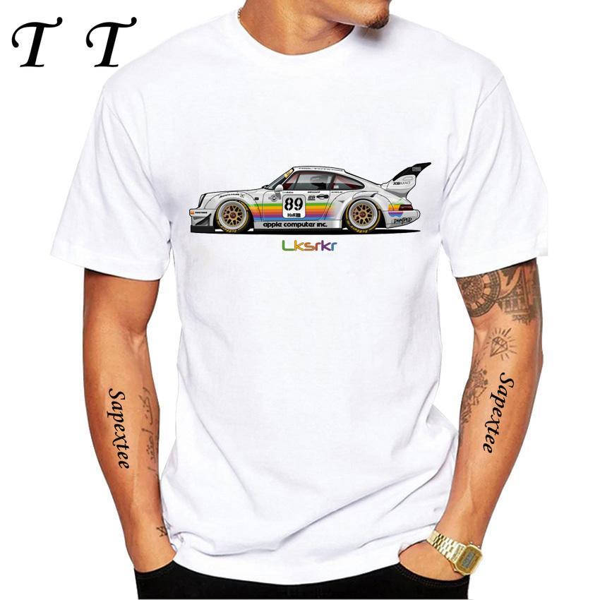 New Summer Men Short Sleeve Retro Turbo RWB 993 T-Shirt Hip Hop Casual Tops Vintage Harajuku Sport Car Fashion White Tees