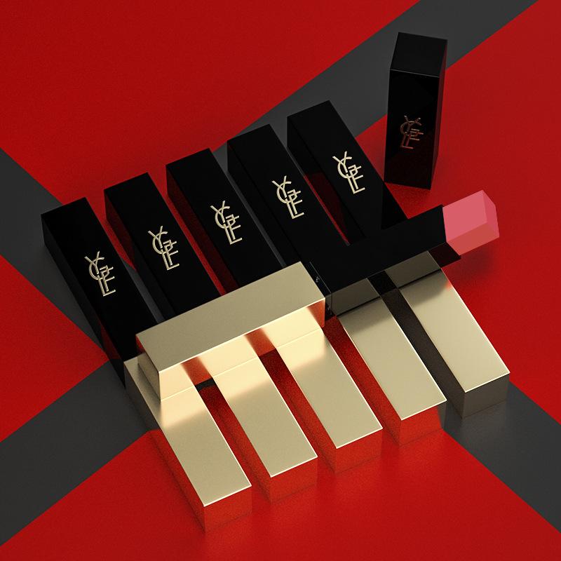 Small Gold Tube Thin Strip Lipstick Matte Velvet Matte Color Moisturizing Lipstick Retro Red