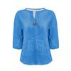 QICED Women's Fashion Casual Solid Color Print 3/4 Sleeves V Neck Blouses & Shirts Unique Design