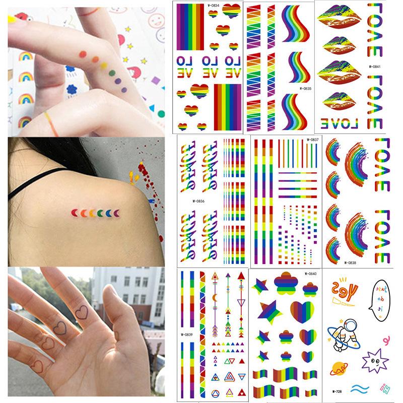 Cartoon Tattoo Sticker Waterdicht Regenboogkleur Persoonlijkheid Schattige Tattoo Sticker Kinderen Tijdelijke Tattoo