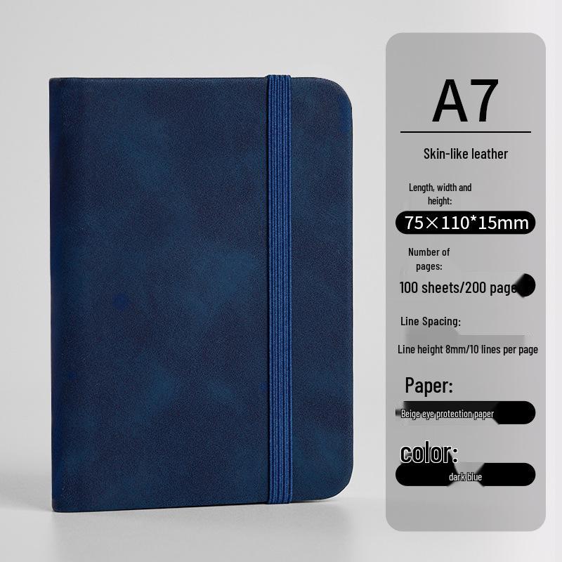 

Мини блокнот A7 из кожи, водонепроницаемый, с карманом - Портативный блокнот для заметок A6 на английском языке темно-синий