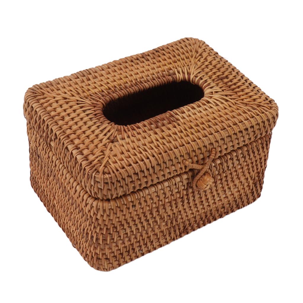 Rectangular Rattan Tissue Box Cover Rattan Woven Tissue Box Holder for Bathroom Organizer Countertop Bedroom Living