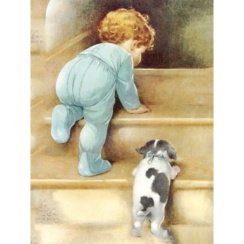 5d Diy Diamond Painting Child Dog Farm Home Decor Diamond Embroidery Girl Boy Animal Mosaic Crystal Hobby