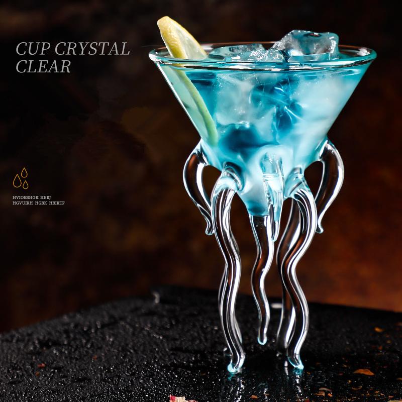 2 Pcs Octopus Martini Cocktail Glass American Bars Glassware Mixing Wine Goblet Creative Bar Party Champagne Coupes Bordeaux Cup