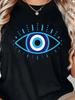 Plus Size Fashion Tshirt Evil Eye Eyelashes Greek Turkish Evil Spirit Protection T-Shirt, Seasonal F
