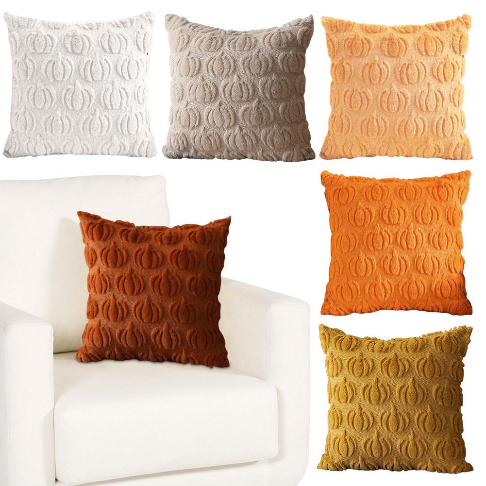 Halloween Ghost Pumpkin Pillowcase Comfortable Plush Faux Fur Pillowcase Ghost&Pumpkin Pillow Cover for Home Party Pumpkin Decor