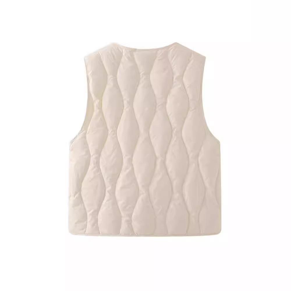 Women's Winter Down Silk Vest Lightweight & Warm Fleece Silk Short-Style Sleeveless Gilet Waistcoat