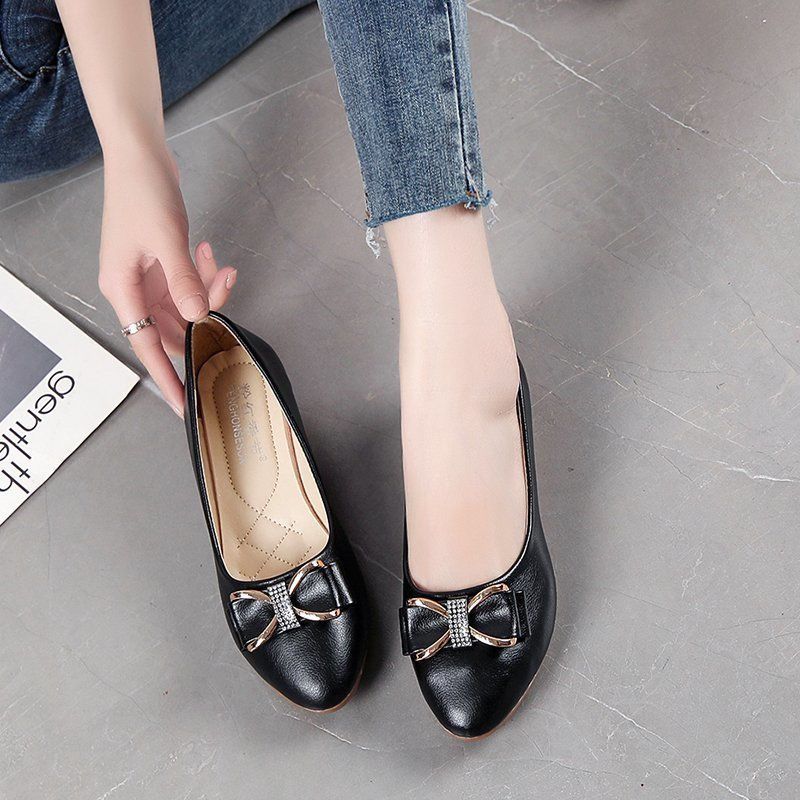 Fashion Woman Pumps with Bow Pointed Toe Wedge Heel Leather Casual Shoes for Women Vacation Chic and Elegant Comfortable On Promotion 39