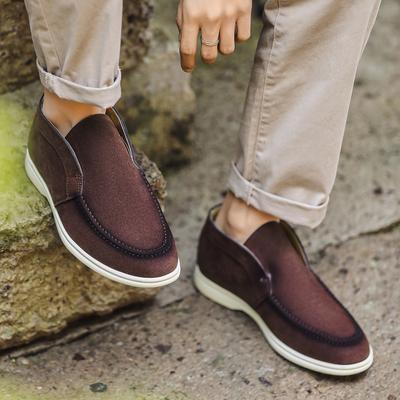 Mocassins pour hommes à hauteur mi-mollet, classiques à bout rond, chaussures bateau à enfiler, légères, confortables, à semelle plate, chaussures de pont décontractées, vêtements décontractés