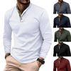 Frühling und Herbst Neues Herren POLO-Shirt Doppellagiger Kragen Spleißen Langärmliger Pullover Tops T-Shirt Herren