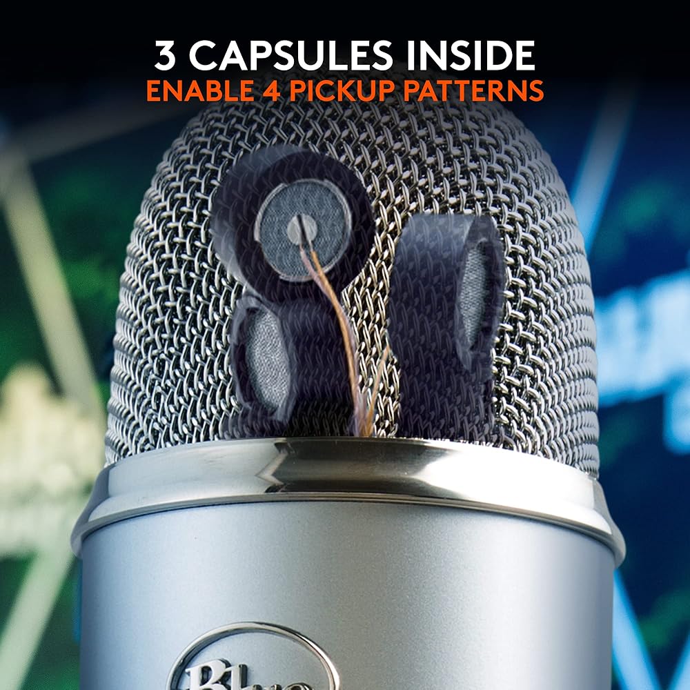 Blue Microphones Yeti USB Microphone Silver 1950 Model 16-bit/48kHz High-Quality Sound Recording