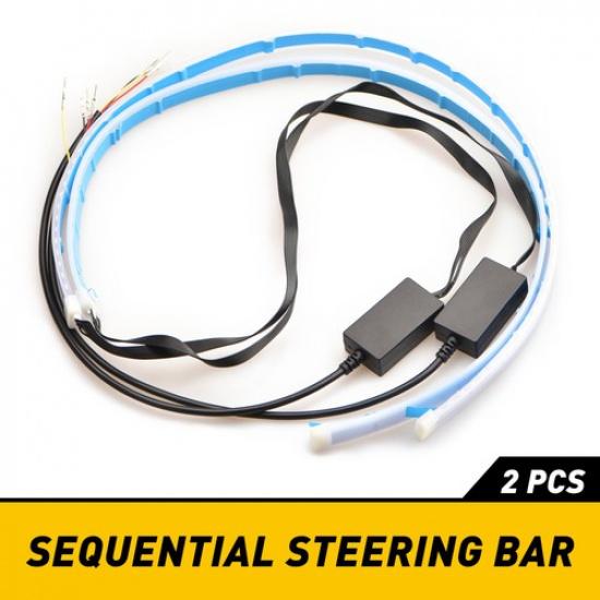 Sequential Turn Signal Light Strip for Auto Motorcycle LED DRL Amber/Blue/White