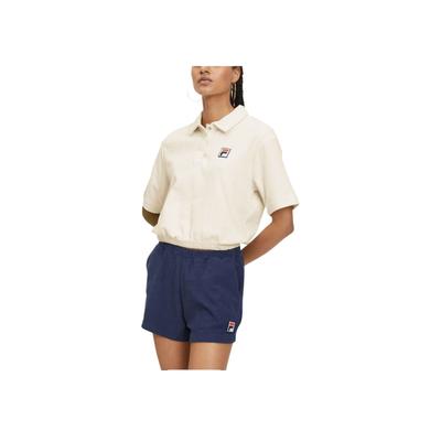 Lusaka Loose Fit Simple Fashion Short Sleeve Polo Shirt Women Tops Beige FAW0753