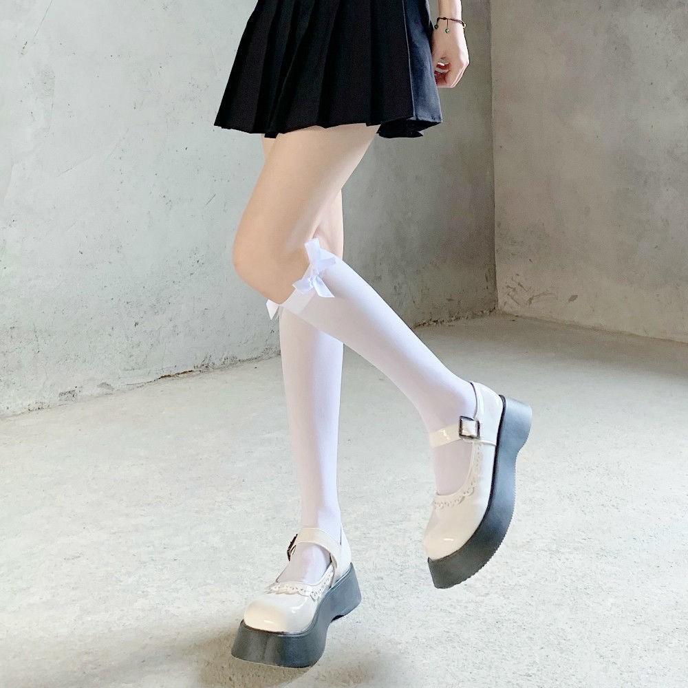 Good-lookingjkCalf sockslolitaGirly Girl Sweet Lace Mid-Calf Length Socks Summer Thin Bow Lolita Women