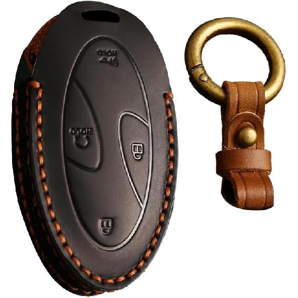 

Car Key Fob Cover Case Fit for Hyundai Ioniq 6 9 Grandeur GN7 Santa Fe 2025 Keychain Leather Key Holder Accessories 5 Buttons Black