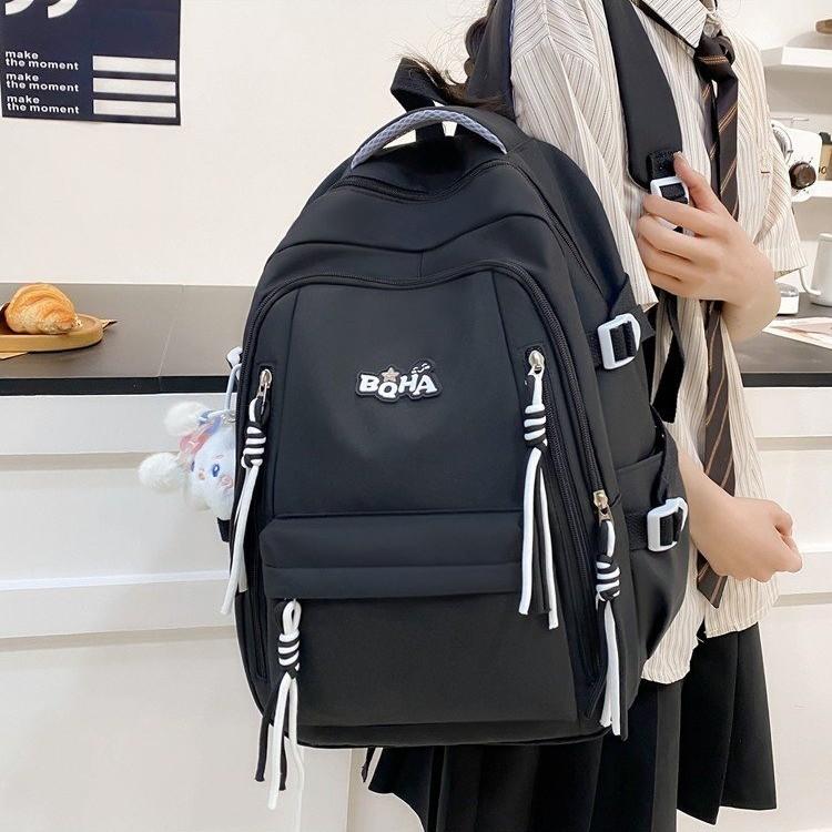 Schoolbag Backpack New Korean Small Fresh Ins Candy Color Trendy Multi-layer Junior High School Student Bag Travel Backpack