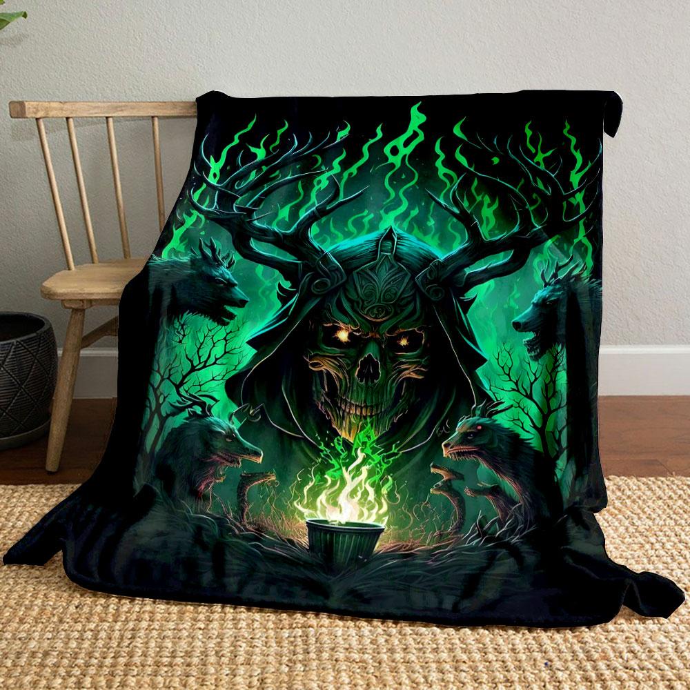 

Skull Antler Wolf Gothic Blanket bedroom Blanket for Livingroom Couch lunch break Soft throw for Friend s festival Gift 80cm x 120cm