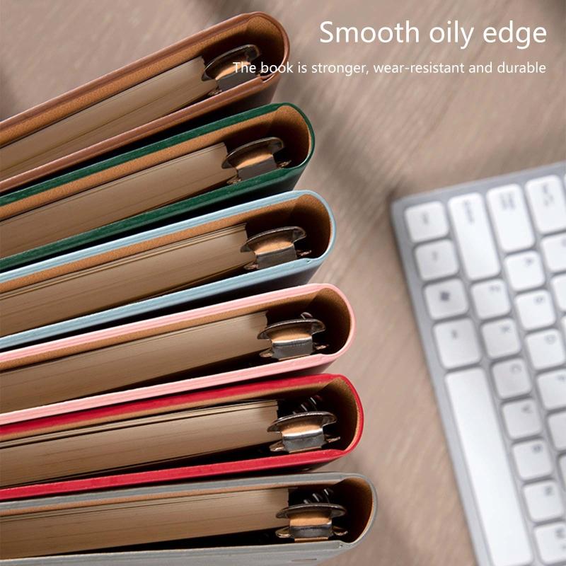 Practical 6 Ring Binder Planner Notebook A5 Refillable Loose Leaf Round Ring Journal Notepad with 100 Sheets Lined Paper