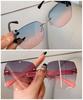 Fashion Rimless Beach Gradient Sunglass Original Lady Retro Branded Shades UV400 Eyeglasses