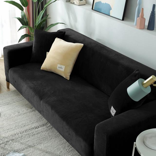 Velvet Plush Sofa Cover Stretchy Thick Stretch Armchair Couch Cover Corner Sofa Covers Used For Living Space L Shaped 1 /2 /3 /4 Seater