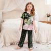 Children's Short-Sleeve Printed Two-Piece Pajama Set With T-Shirt And Pants