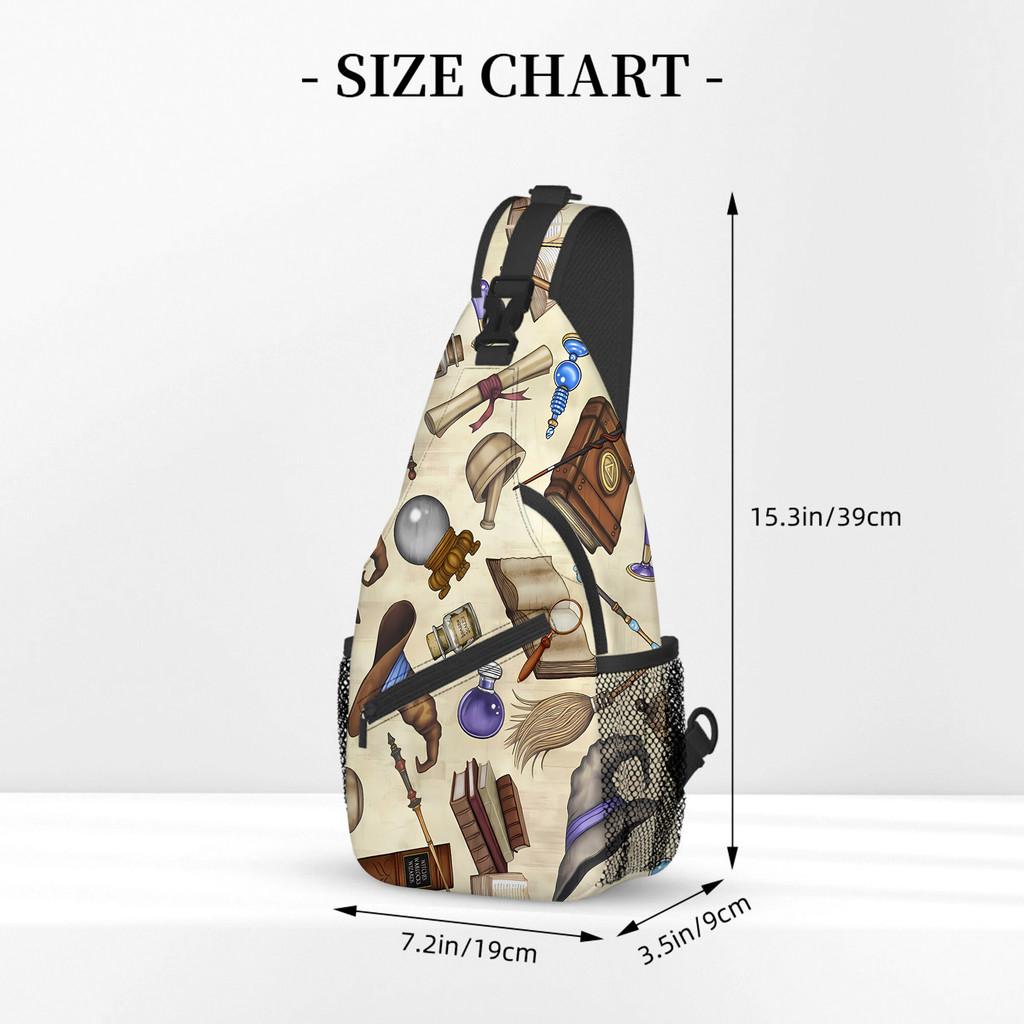 Witch's Tool Pattern Chest Bag for Boy/Girls Best Children Gift 2D Cartoon Large Capacity Outdoor Sports Leisure Fitness Bag