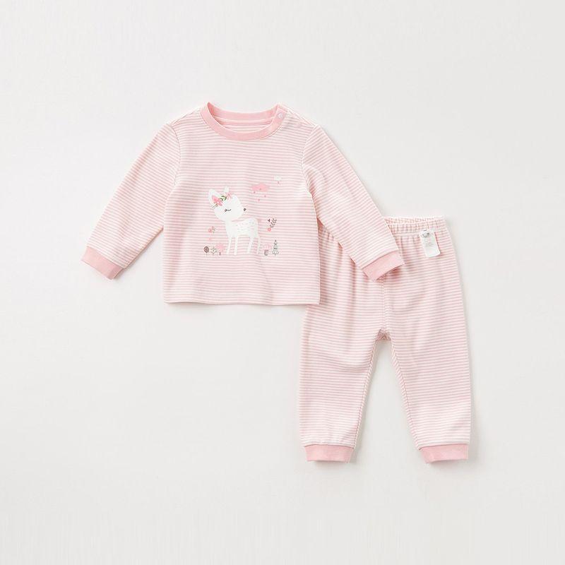 [Same Style as in the Mall] David Bella Children s Underwear Set for Girls, Spring Clothes and Pants, Home Sleepwear, Class A, Spring Season Fawn Print [Ready Stock] 80cm