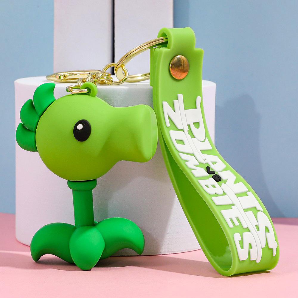 Zombies Game KeyChain Cartoon Figure VS Plants Sunflower Peashooter Keyring Wall-nut Chomper Key Backpack Gifts