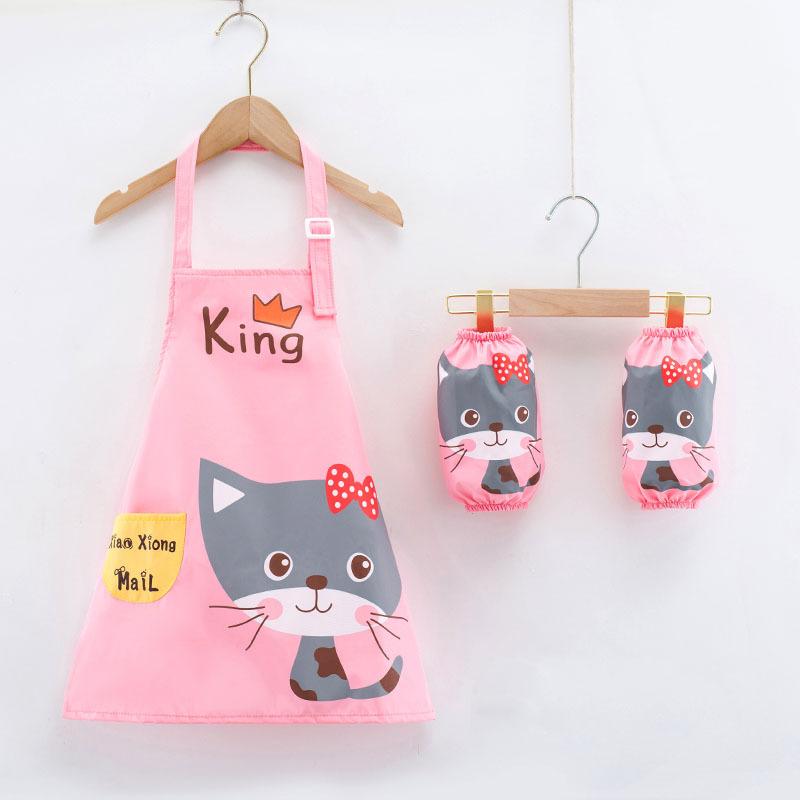 Cartoon Apron for Kids Child Painting Apron Waterproof Stain Resistant Drawing Art Smock Apron Kitchen Child Cooking Accessories
