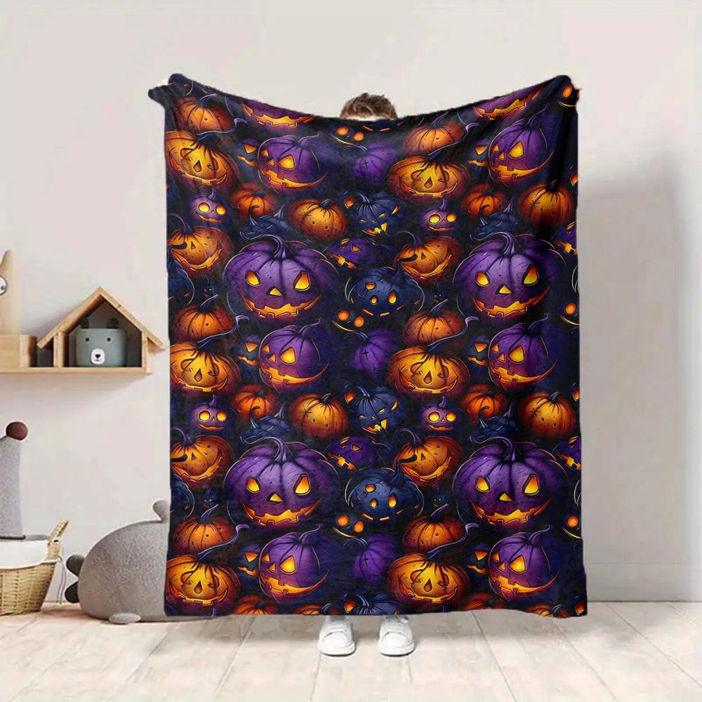 1pc Pumpkin Halloween Blanket, Lightweight Flannel Throw Blanket for Sofa, Bed, Travel, Camping, Living Room, Office, Couch, Chair, and Bed