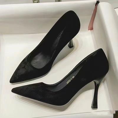 Not Tired Feet Pointed Black High Heels Women's Spring and Autumn New Workplace Women's Shoes Thin Heel Temperament Single Shoes Women