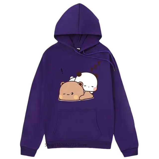 Kawaii Graphic Bubu Dudu Love Sleep Hoodies Bubu Dudu Sweatshirt Cartoon Panda Bear Women Casual Clothing Fleece Spring Tops