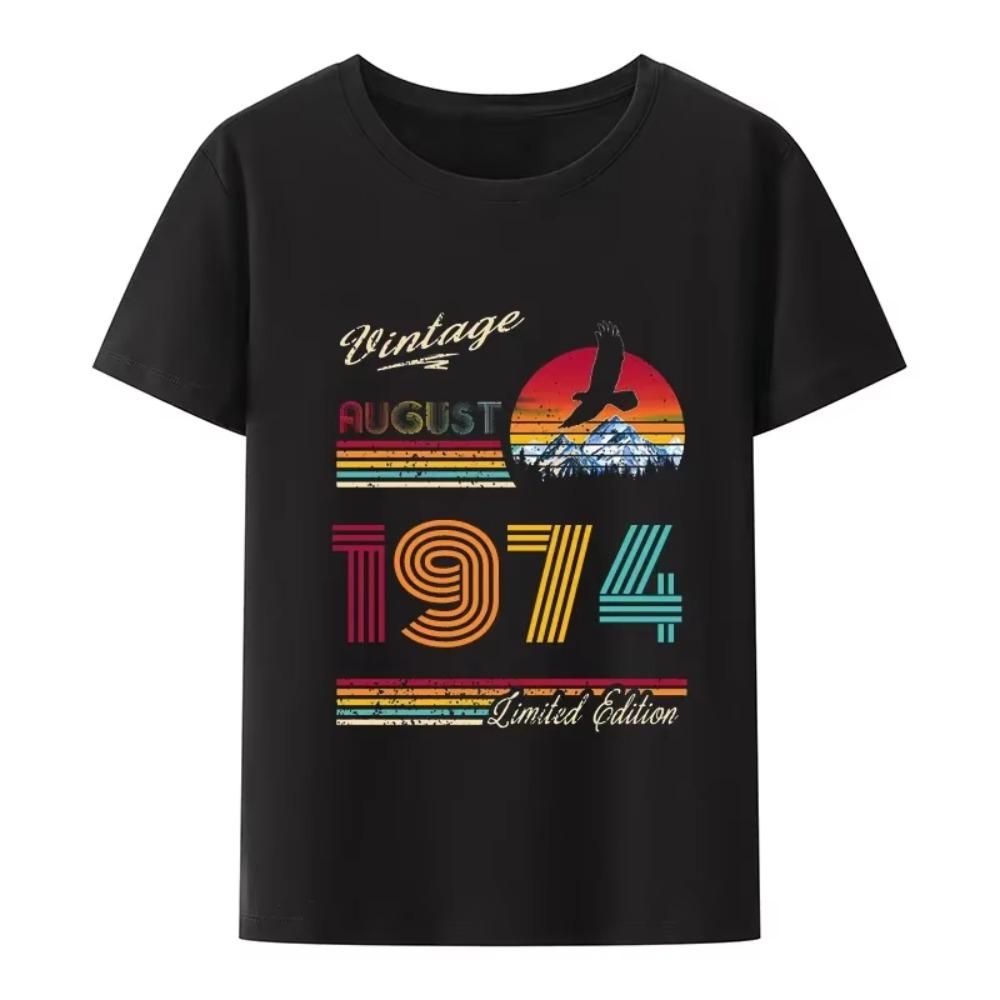 

2024 Унисекс Летние топы Футболка Винтаж 49th Birthday 1974 Футболка ограниченного тиража для женщин Подарки на год Уличная одежда XXXXXL чёрный